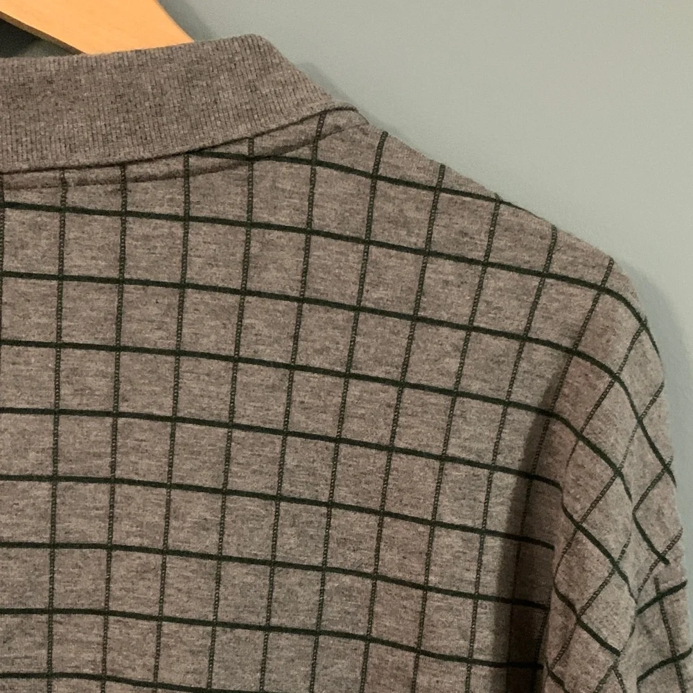 Daniel Cremieux Men's Grey and Blue Windowpane Long-Sleeve Polo 100% cotton - Picture 5 of 6